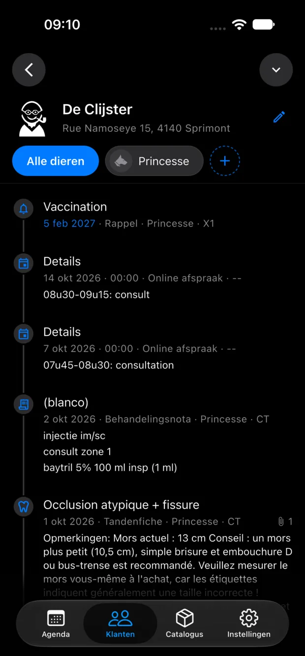 Application VETCloud en ligne : dossier client
