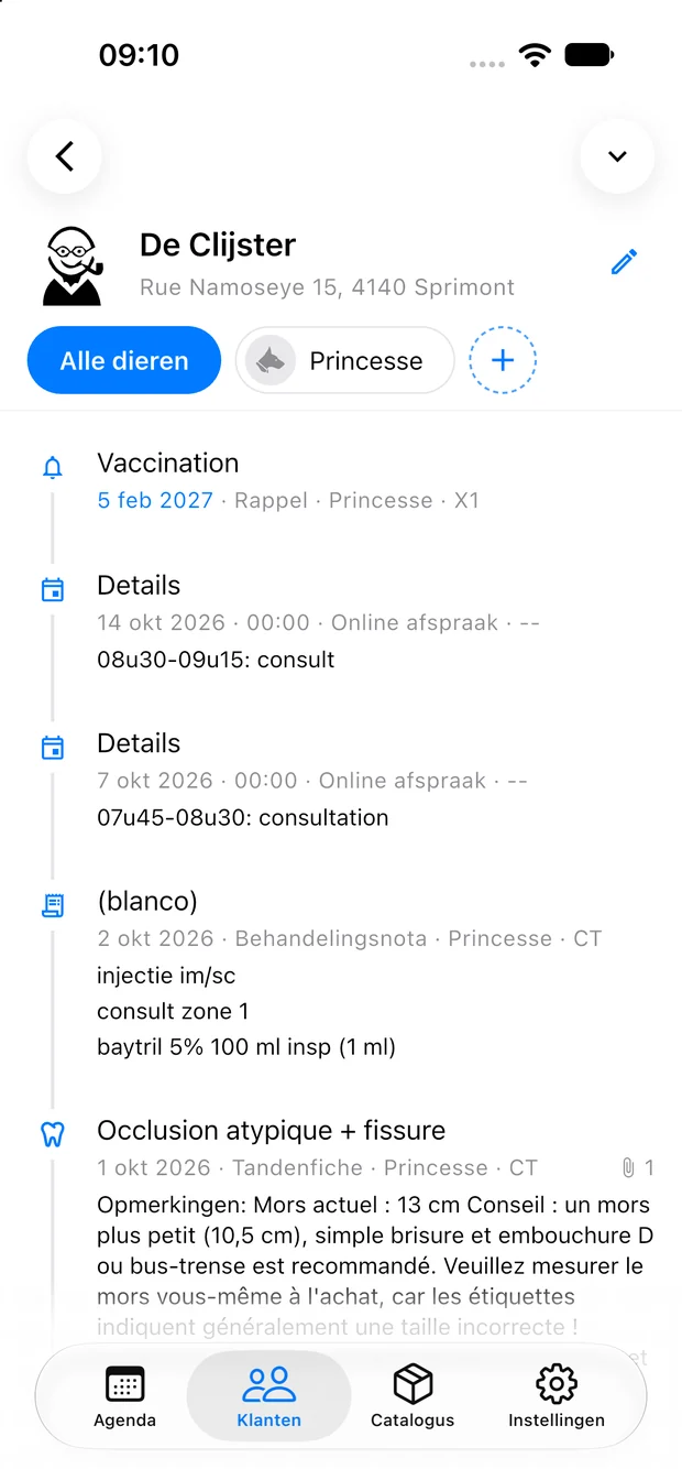Application VETCloud en ligne : dossier client